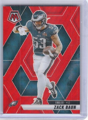 2025 Panini Mosaic #141 Zack Baun Mosaic Red Wave #/27 Philadelphia Eagles SN