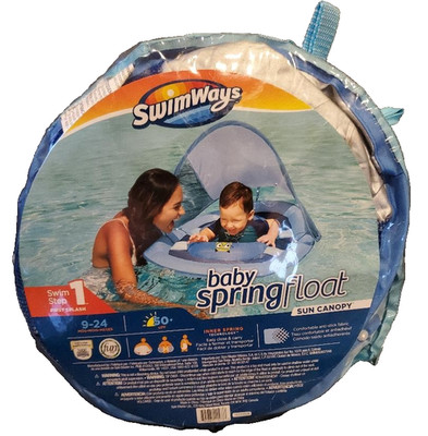 Swimways Blue Infant/Baby Spring Water Float 9-24 Months Pool/Sun Canopy