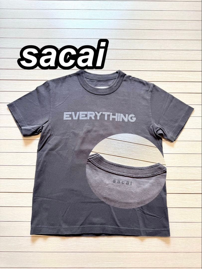 sacai Men's Gray Cotton Logo T-Shirt Size M Excellent Condition