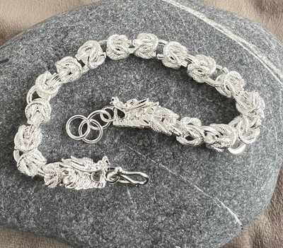 Armband Drache Drachenkopf HipHop  23 cm , Neu , 925 Sterling Silber Versilbert