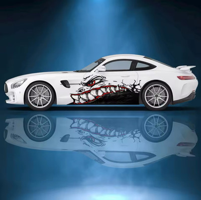 #ad #ad Shark Mouth Tooth Teeth Sticker Vinyl Exterior Decal For Car Side Door BOTH SIDE $150.00