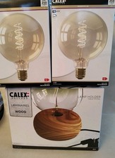 New Sealed Calex Holland Luminaries Wood Table Lamp Holder  Plus Two Bulbs