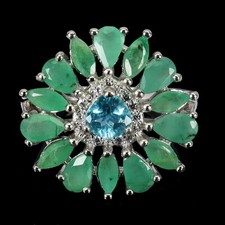 925 Sterling Silver Ring Pear Emerald 5x3mm Natural Gemstone Jewelry Size 8