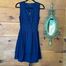 Marc by Marc Jacobs Blue V-Neck Pleated Fit & Flare Midi Dress Size Small