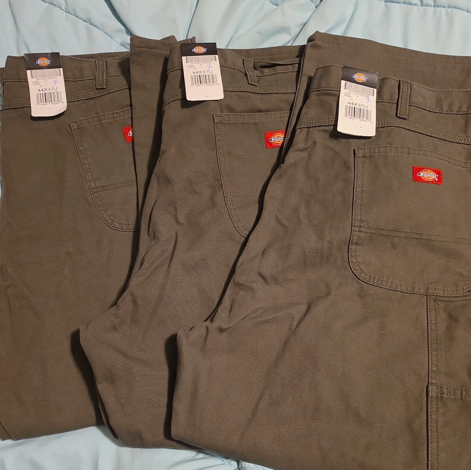 3 NEW Dickies Pant Men 44X37 Green Carpenter Jean Cargo Utility Duck Canvas Work