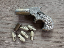 VINTAGE MATTEL TOY GUN DERRINGER SHOOTIN PISTOL CARTRIDGE 6 BULLET TIPS