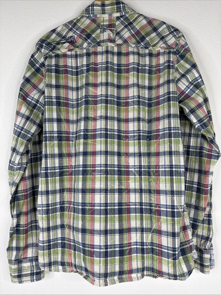 Camisa Rock Revival Abotonada Para Hombre Talla L Cuadros Manga Larga Bordada Foto 4 de 4