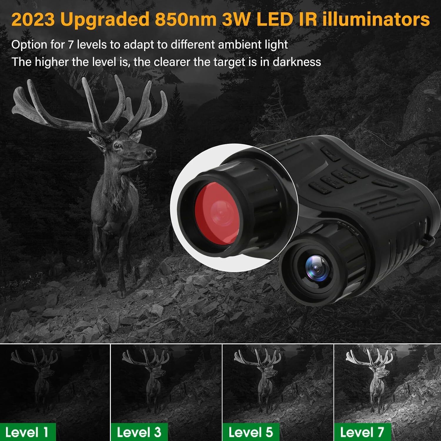 Nachtsichtgerät Binokular Fernglas mit HD-Videokamera, bis 300 m IR-Sichtweite