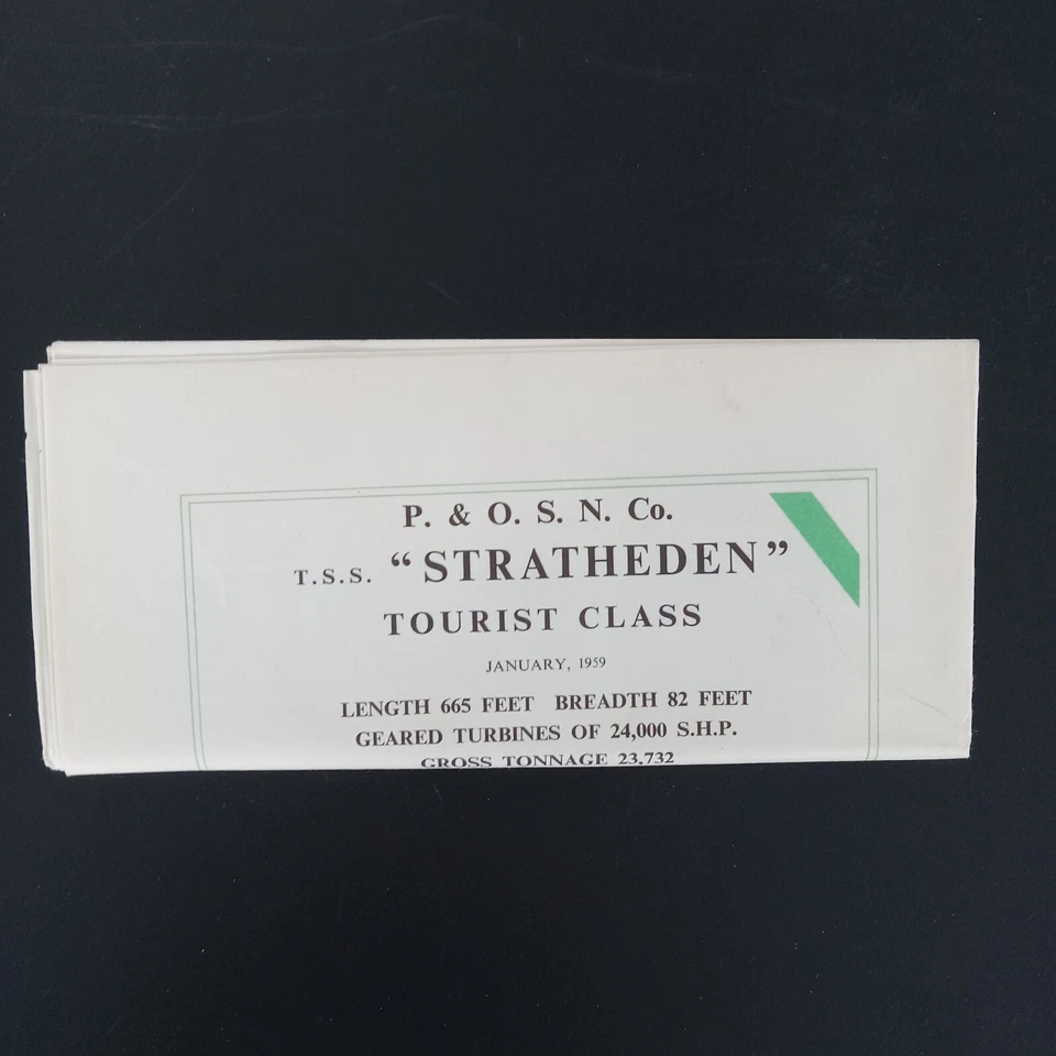 P&O TSS STRATHEDEN Tourist Class Deck Plans Single Sided Brochure January 1959 - Image 2 of 2