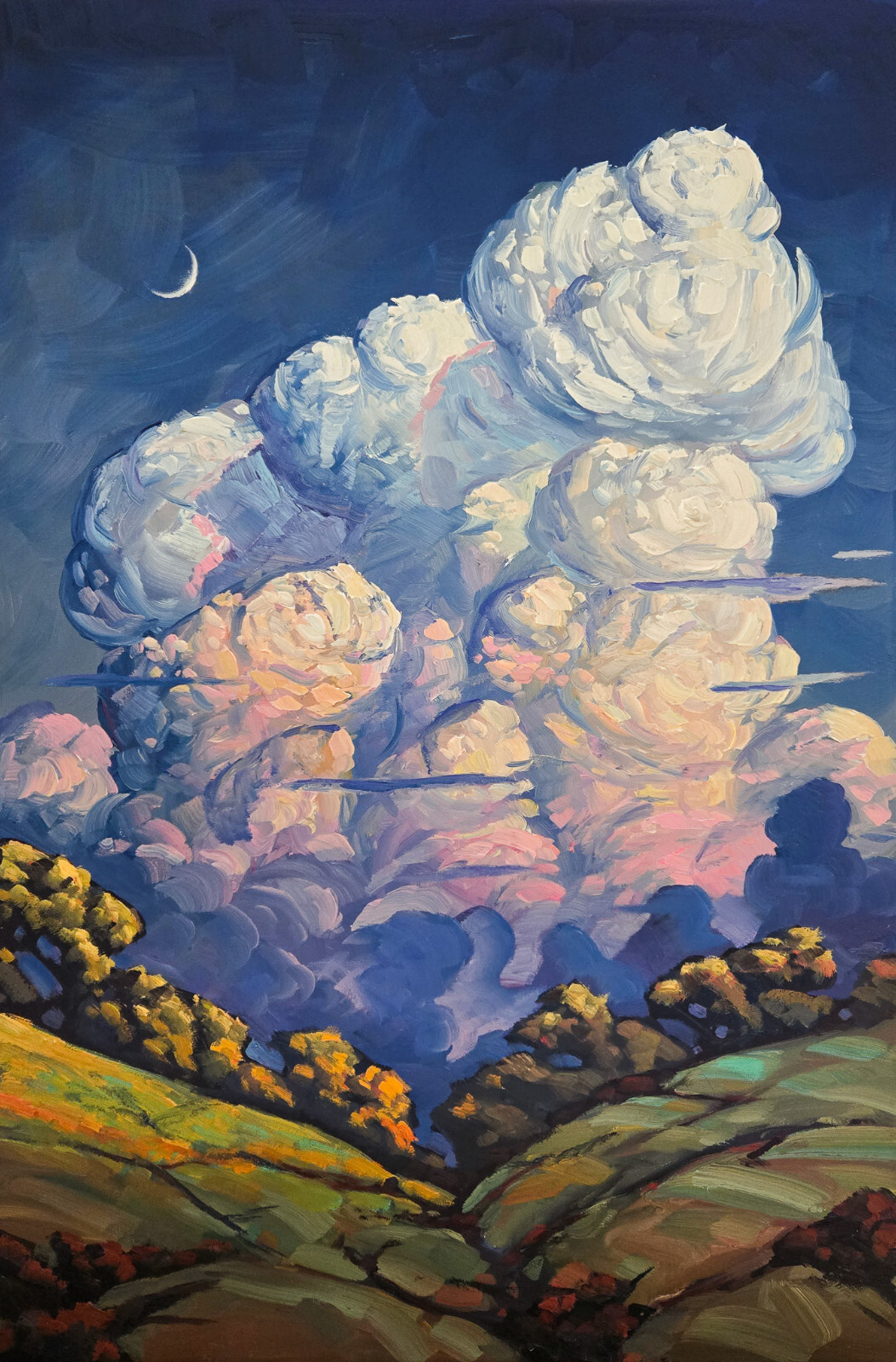 Large Painting Clouds Fauvist Art Deco Daily Artist Modern Impressionism Hawkins