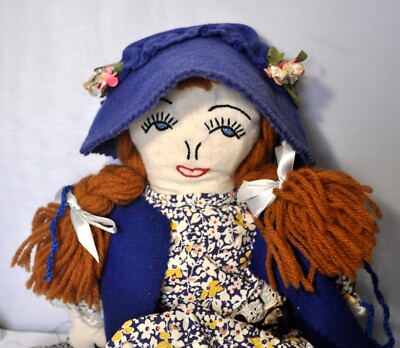 VTG 1980'S HAND MADE FOLK ART GIRL CLOTH, RAG DOLL