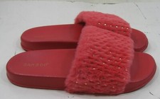 NEW pink Wide Band Open Toe Slides Flat Sandal Shoes WOMEN Size 8