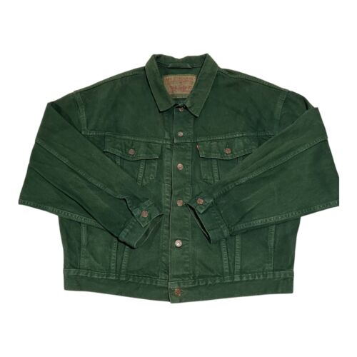 Vintage Levis Jacket Men Green Denim 70598-0785 Type 3 Button Large Made In USA