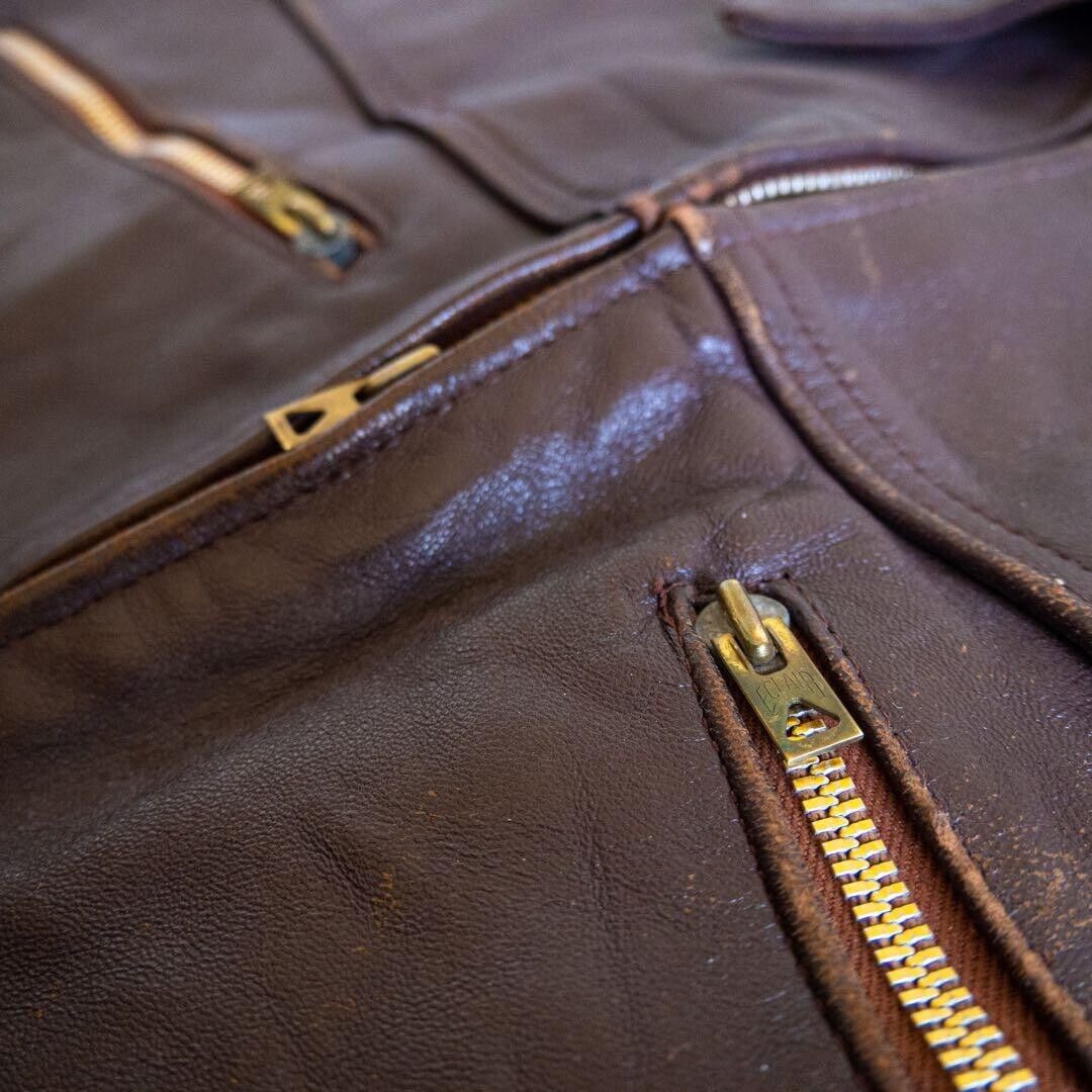 Eclair zipper France Air Force leather jacket 1950s vintage Eclair zipper France Air Force leather jacket 1950s vintage