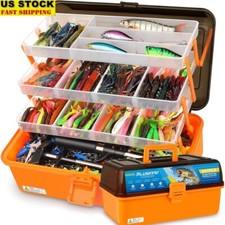 Large 4 Layer Tackle Box W/ 547Pcs Fishing Lures Kit Pliers Hooks Weights Gear