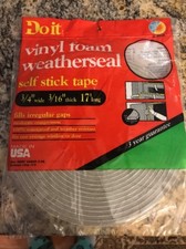 Do It Vinyl Foam Weatherseal Self Stick Tape 3/4 X 3/16 X 17 Made in USA (CT)