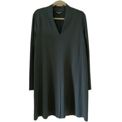 cos holiday dress COS Womens A-line V-neck Dress Size XS Green Minimalist Holiday Capsule  Long Slv