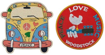 Peace Love Music Hippie Van Woodstock Patch |2PC iron on or Sew on