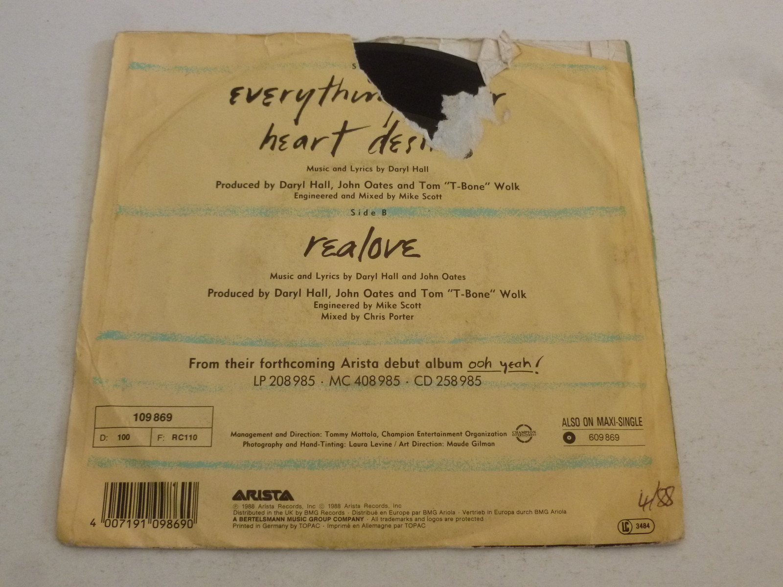 HALL & OATES Everything Your Heart Desires UK 7" Juke Box Vinyl