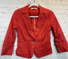 CAbi Cropped Jacket Blazer Style 878 Single Button unstructured, sz 0 Cotton