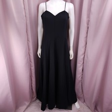 '90s Y2K Victor Costa Nahdree Women's Black Spaghetti Strap Ball Gown Dress 12