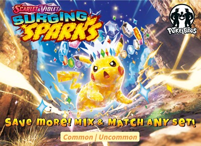 Surging Sparks Singles SV08: TCG Commons & Uncommons   Pick Your Card