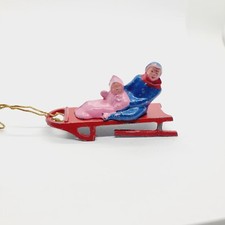 Barclay Metal cast figures Mother  child sledding 2pcs