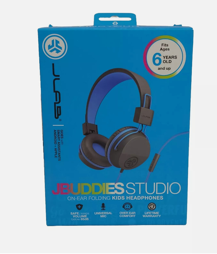 JLab Jbuddies Studio On Ear Folding Kids Wired Headphones Age 6+ Gray Sealed Box