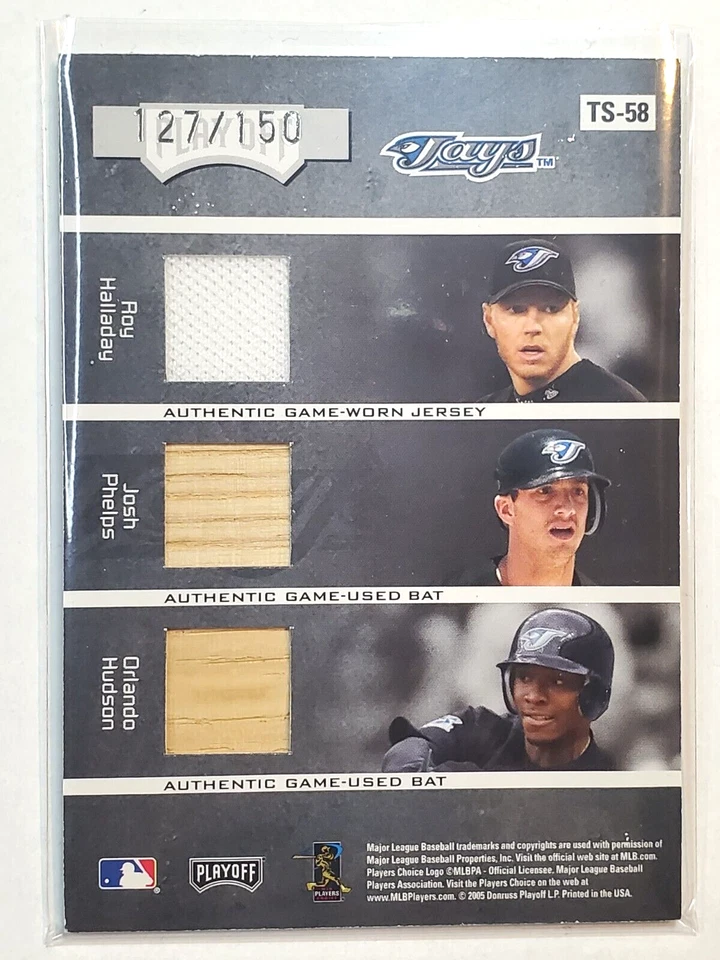 Camiseta deportiva de bate Roy Halladay 2005 Absolute Team Six usada en juegos TS-59 Toronto Blue Jays Foto 3 de 3