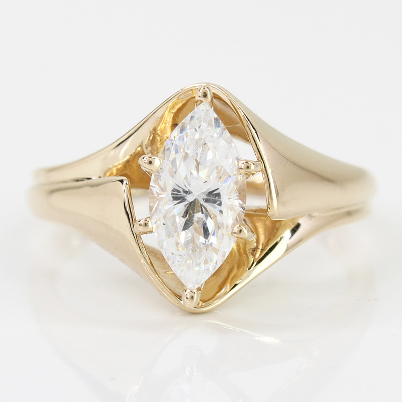 14k Yellow Gold Marquise Cubic Zirconia Ring - image 1