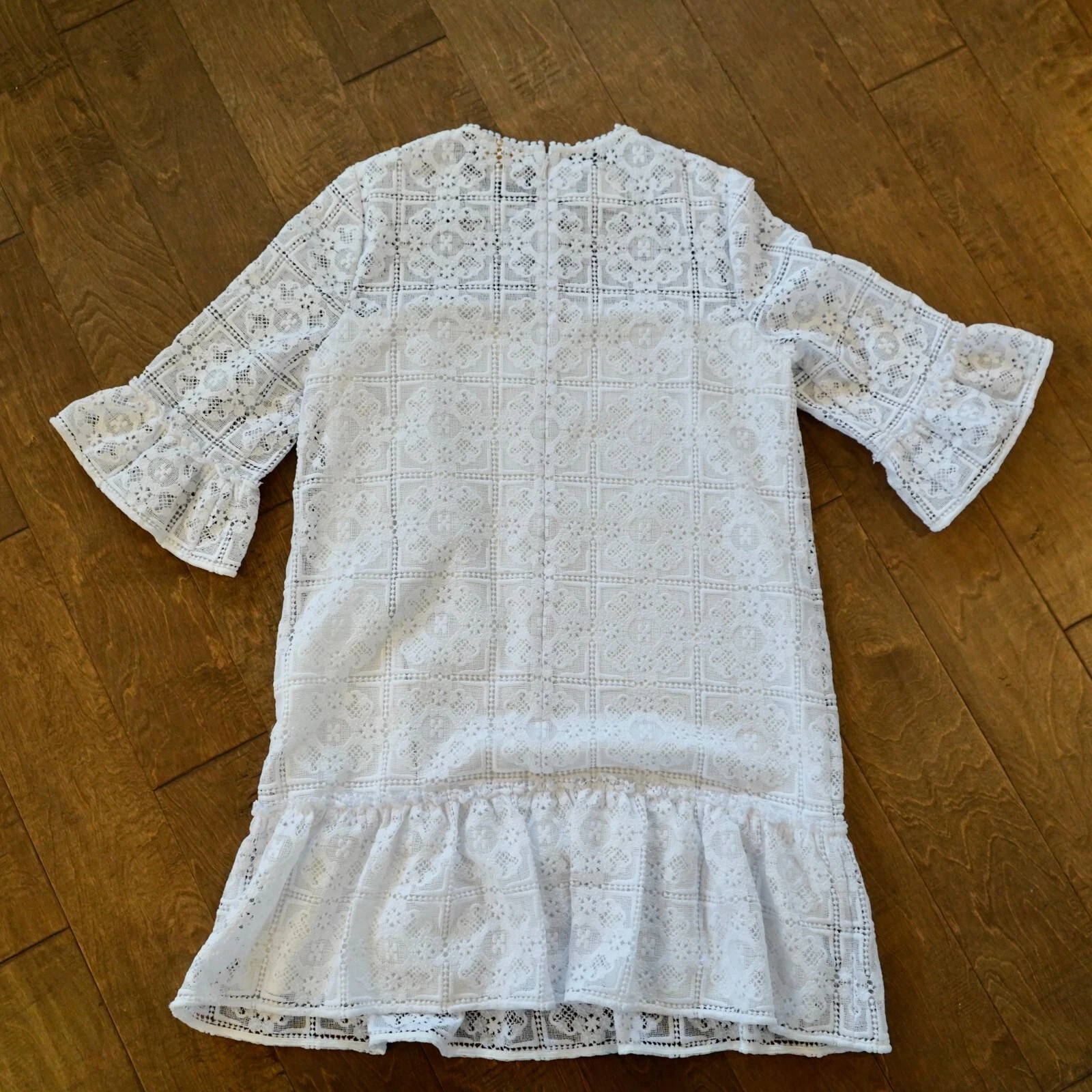 Abito Kate Spade Occhiellato Pizzo Cambio Spice Things Up Mini Bianco Svolazzante Tg 14 Nuovo con etichette