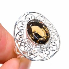 Smoky Quartz Gemstone 925 Sterling Silver Jewelry All Size Ring For Gift