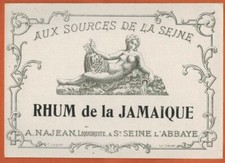 Old label "Rum de la Jamaique" Aux sources de la seine-Liquorist-R.534