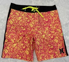 Hurley Neon Pink Yellow Floral Board Shorts Swim Suit Surf Men  s Size 30 Resort