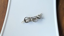 Vtg Dainty Textured Silver Tone BARRETTE Wire Back 1 " HAIR CLIP Ribbon Circle