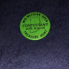 Vtg Midwestern Open Treasure Hunt 1975 Pin Pin back Detecting Metal 2 1/4  