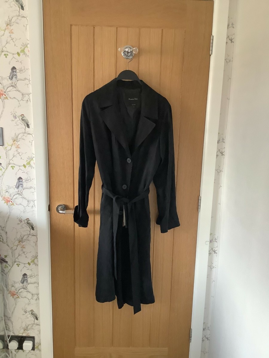 BNWT Massimo Dutti Black Loose Fitting Cupro Trench Coat Size M | eBay
