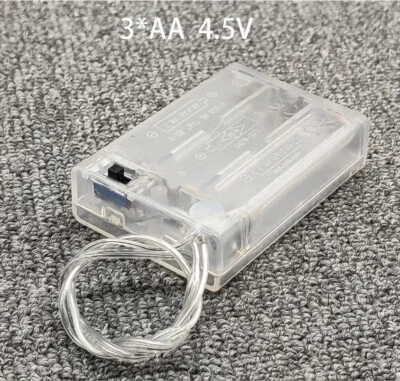 3 x AA Battery Holder Box Case Enclosed Clear with On/Off Switch