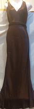 Vintage 20's Style Bias Cut Long Evening Dress Brown Sateen Small-Prop/Stage etc
