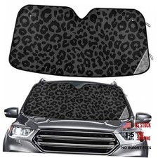 Dark Gray Leopard Cheetah Print Windshield Sun Shade B012 Front Window