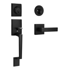 Matte Black Front Door Handle Lock Set Heavy Duty Entrance Hardware Lever