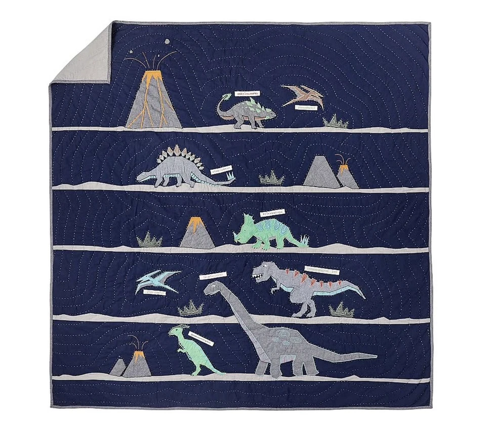 Pottery barn kids Warren Dinosaur Full/Queen Quilt & 3 Pillow Shams - Image 2 of 4