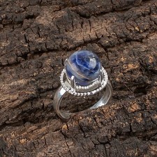 Sodalite Gemstone 925 Sterling Silver Ring Handmade Jewelry Ring Gift For Wife