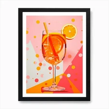 Orange Cocktails Pop Art Inspired 2 Framed Wall Art Poster Canvas Print Picture