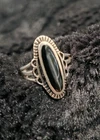 925 Sterling Silver Onyx Ring Size 8 Oval Native American Style Southwestern Vtg