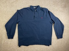 Vintage Polo Ralph Lauren Shirt Mens Large Long Sleeve Golf Rugby Pony Blue