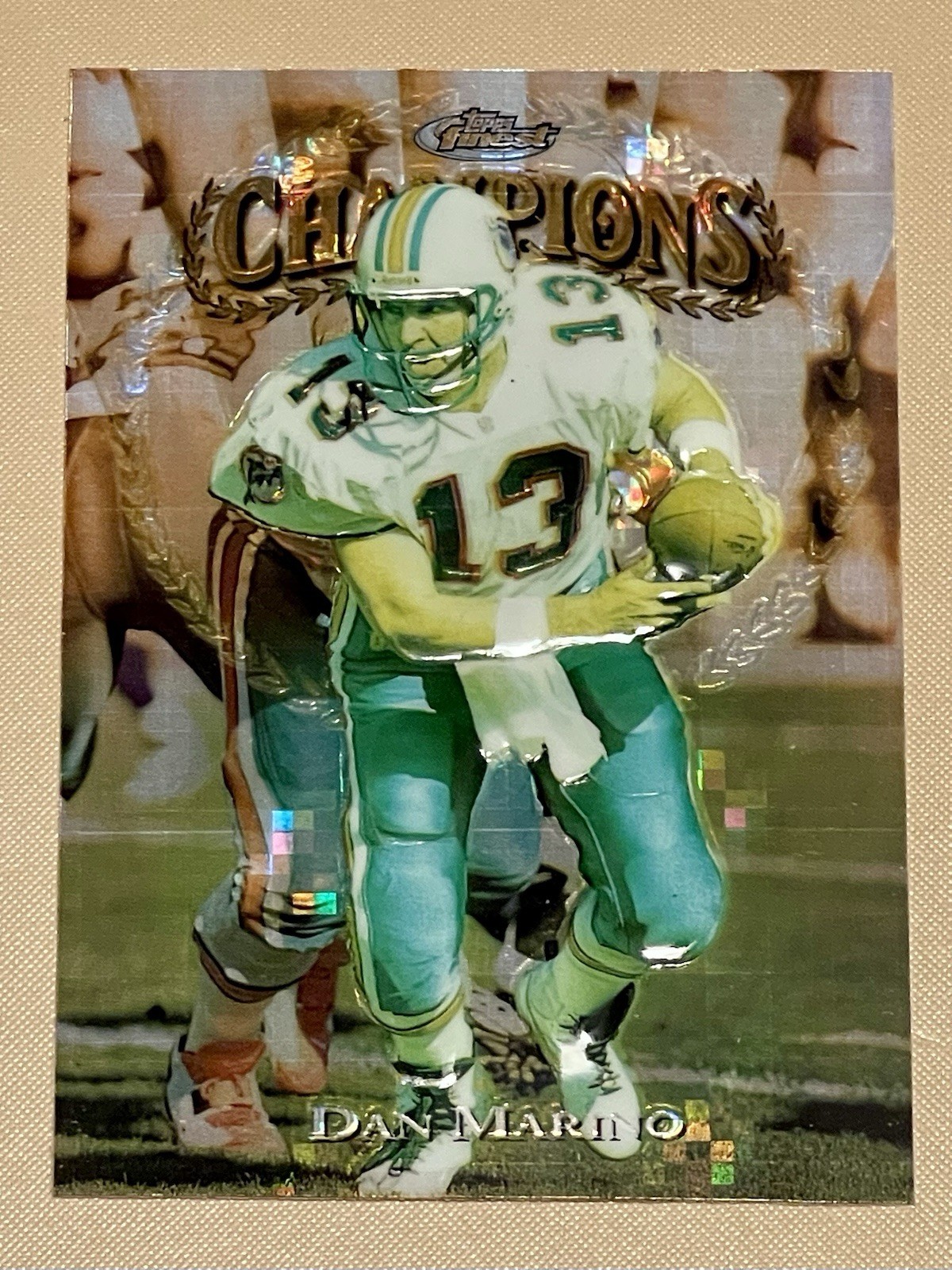 1997 TOPPS FINEST CHAMPIONS DAN MARINO CARD # 350- C10 RARE REFRACTOR