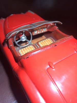 Vintage Bandai Japan Tin Litho Jaguar XK120 Convertible Friction