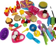 Pretend Kitchen Food And Dishes Bundle Preschool Daycare Toy Lot Of 80 Pcs EUC