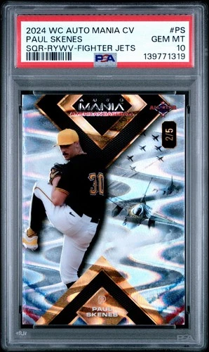 2024 Wild Card Auto Mania Fighter Jets /5 Paul Skenes RC Pirates PSA 10 POP 1